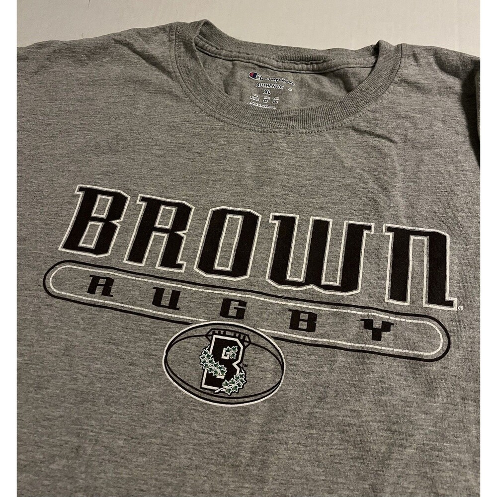 Brown University Rugby Champion NCAA Gray T-Shirt XL Ivy League Team Bears Yale
